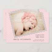 速達の甘い女の赤ちゃんの写真の誕生 案内状 (正面/裏面)