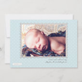 速達の甘い男の赤ちゃんの写真の発表 案内状 (裏面)