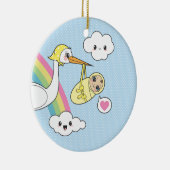 速達-こうのとり及びベビー セラミックオーナメント (右)