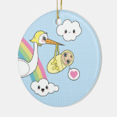 速達-こうのとり及びベビー セラミックオーナメント (左)