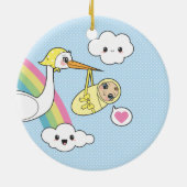 速達-こうのとり及びベビー セラミックオーナメント (裏面)