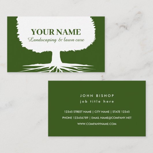 造園および気に芝生名刺テンプレート 名刺 (正面/裏面)
