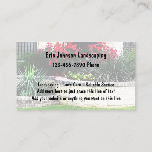 造園および芝生の心配サービス 名刺 (裏面)