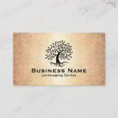 造園と芝生の気にツリーのロゴヴィンテージ金ゴールド 名刺 (正面)