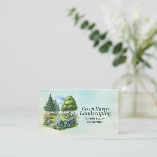 造園と芝生気にサービス – 水色 名刺 (スタンド正面)