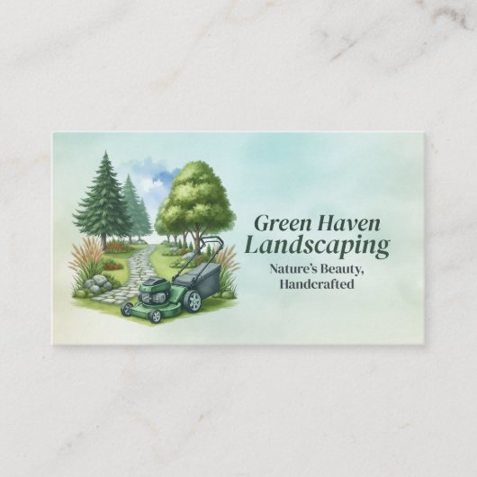 造園と芝生気にサービス – 水色 名刺 (正面)