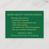 造園のサービス業カードテンプレート 名刺 (裏面)