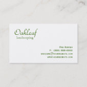 造園の名刺の緑の木の葉 名刺 (裏面)