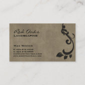 造園の名刺の黒のスエードの葉 名刺 (裏面)