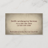 造園の芝生の心配のサービス業カード 名刺 (裏面)