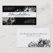 造園の花の名刺の白黒 名刺 (正面/裏面)