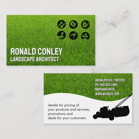 造園アイコン | Grass 名刺 (正面/裏面)