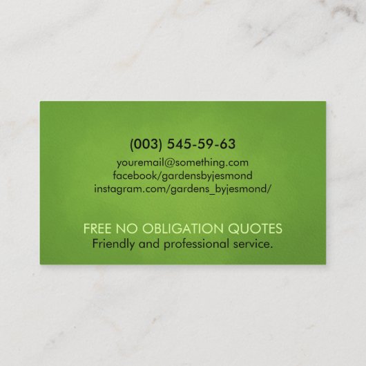 造園ガーデニングサービス水彩画 名刺 (裏面)