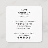 造園ガーデニングフォトQRコードソーシャルメディア スクエア名刺 (裏面)