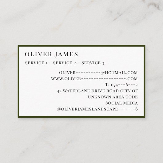 造園ガーデニング及び芝生気にサービス 名刺 (裏面)