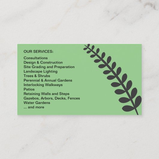 造園ガーデン温室気に芝業C 名刺 (裏面)