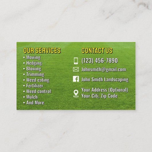 造園サービス名刺 名刺 (裏面)