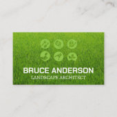 造園ツールのアイコン |草の背景 名刺 (正面)