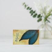 造園ビジネスブルー葉ヴィンテージダマスク 名刺 (スタンド正面)