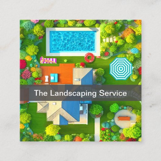 造園プールサービス名刺 スクエア名刺 (正面)
