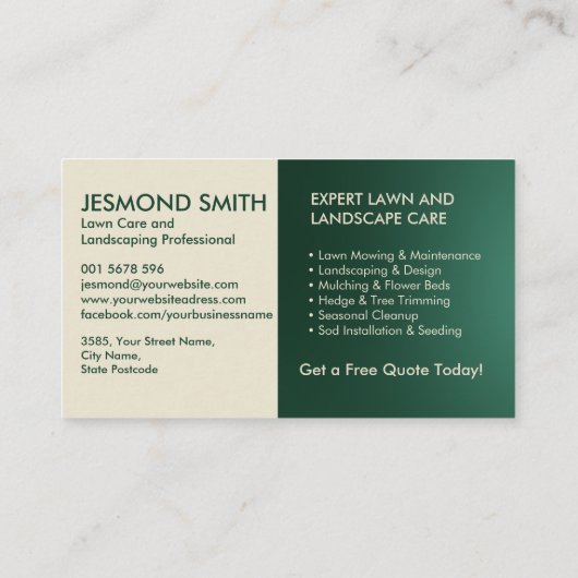 造園及び芝生サー気にビス 名刺 (裏面)