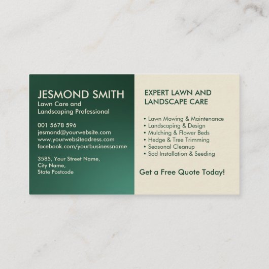 造園及び芝生サー気にビス 名刺 (裏面)