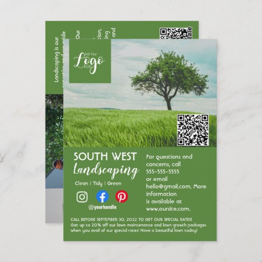 造園園芸家の樹木外科医の園芸家フライヤー ポストカード (正面/裏面)