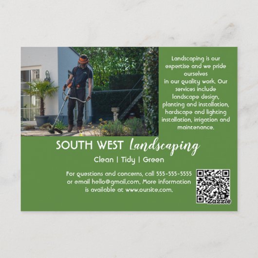 造園園芸家の樹木外科医の園芸家フライヤー ポストカード (裏面)