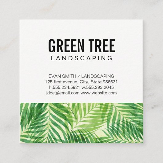 造園構造 | パームリーフ スクエア名刺 (正面)