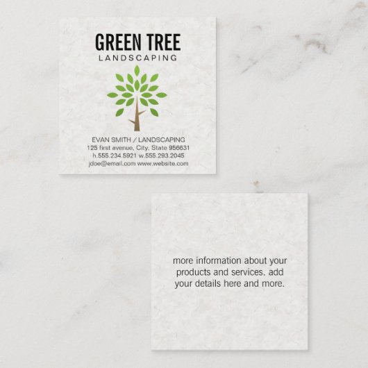造園構造 | 様式化されたツリーアイコン スクエア名刺 (正面/裏面)