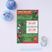 造園気に芝刈り機ハーフページテンプレート チラシ (シングル)