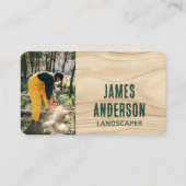 造園素朴フォトウッドグレインモダングリーン 名刺 (正面)