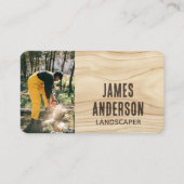 造園素朴フォトウッドグレインモダンブラウン 名刺 (正面)