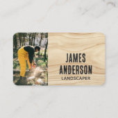 造園素朴フォトウッドグレインモダンブラック 名刺 (正面)