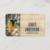 造園素朴フォトウッドグレインモダンブルー 名刺 (正面)