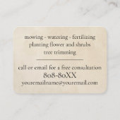 造園芝刈り機と芝生イラストレーション 名刺 (裏面)