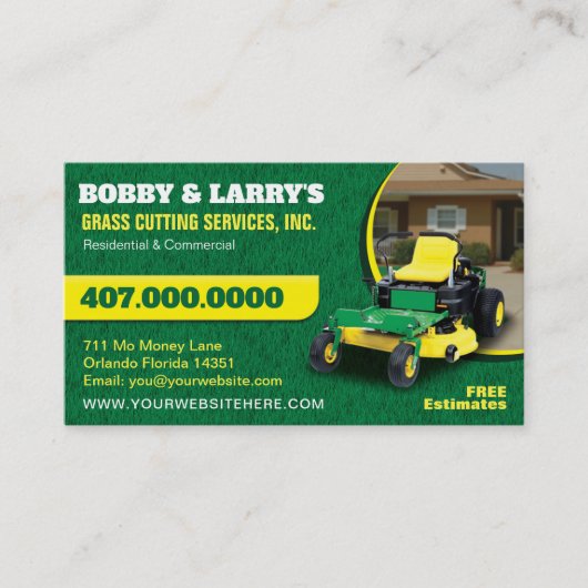 造園芝気に刈り機の名刺テンプレート 名刺 (正面)