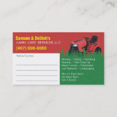 造園芝気に刈り機の名刺テンプレート 名刺 (裏面)