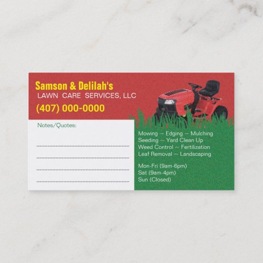 造園芝気に刈り機の名刺テンプレート 名刺 (裏面)