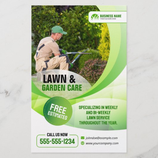 造園芝気に園芸草刈り チラシ (正面)