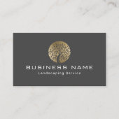 造園芝生気にモダン金ゴールドツリーのロゴバス 名刺 (正面)