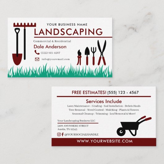 造園芝生気に名刺 名刺 (正面/裏面)