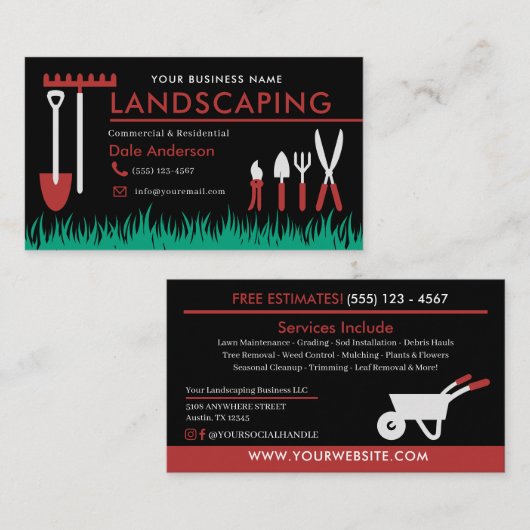 造園芝生気に名刺 名刺 (正面/裏面)