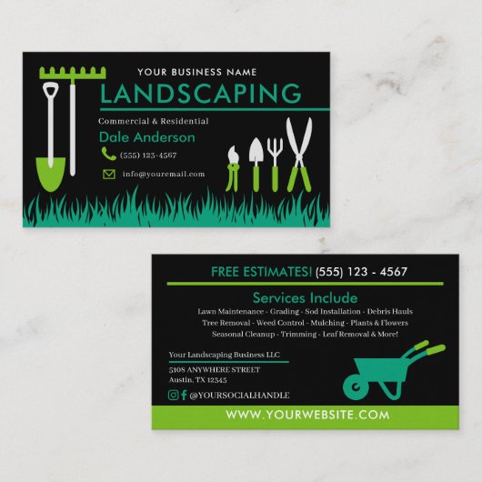 造園芝生気に名刺 名刺 (正面/裏面)