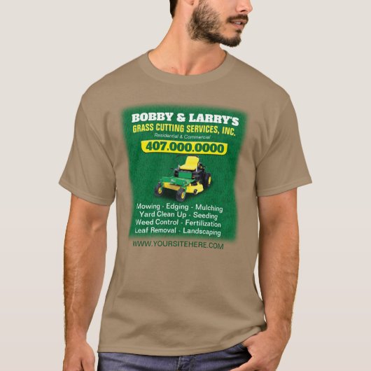 造園芝生気に草刈りテンプレートドライ Tシャツ (正面)