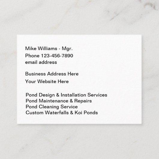 造園装飾池 名刺 (裏面)