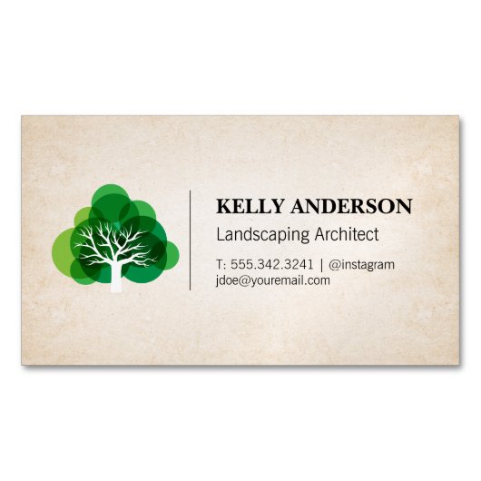 造園設計者 |ツリーアイコン マグネット名刺 (正面)