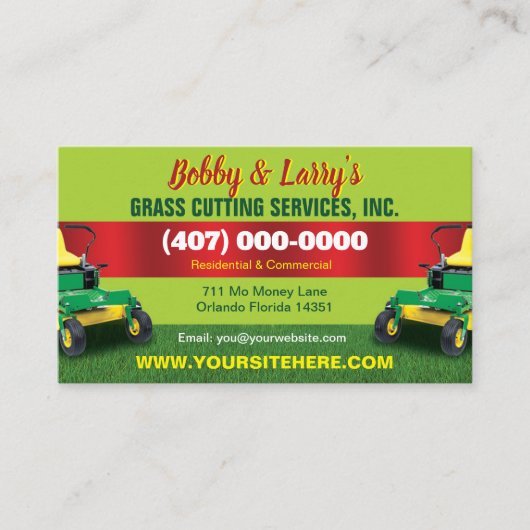 造園・ロー気にン・グラス・カッティング・ビジネス・カード 名刺 (正面)