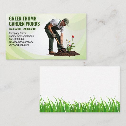 造園 | 庭師が花を植える 名刺 (正面/裏面)
