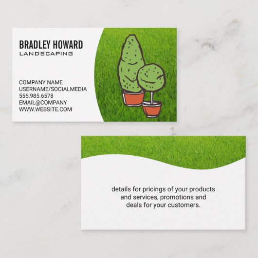 造園 |芝生と背の高い木の名刺 名刺 (正面/裏面)